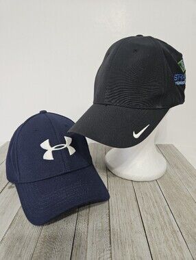Under Armour Navy Blue and Nike Black Unisex Baseball Caps Hats with Embroidered